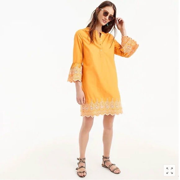 J. Crew Dresses & Skirts - Jcrew shift dress in embroidered pattern bell sleeves size  xs bronze orza